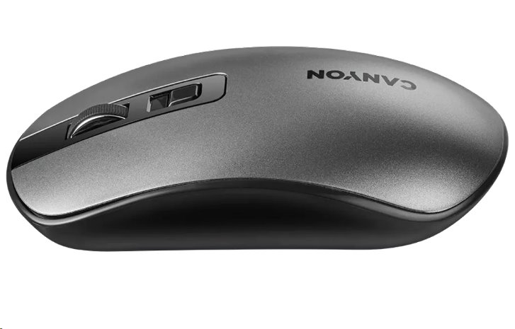 CANYON myš MW-18DG, optická, tichá, s bezdrátovým nabíjením 300mAh, 4.tl., až 1600 DPI, perleťově šedá