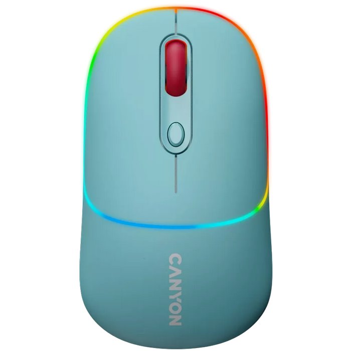 CANYON myš optická bezdrátová MW-22, RGB, 800/1200/1600 dpi, 4 tl, BT+2,4GHz, baterie 650mAh, dark cyan
