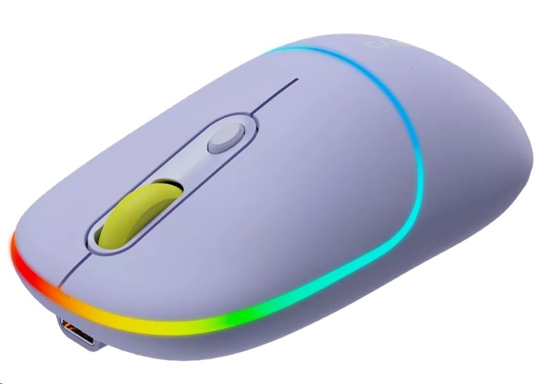 CANYON myš optická bezdrátová MW-22, RGB, 800/1200/1600 dpi, 4 tl, BT+2,4GHz, baterie 650mAh, mountain lavender