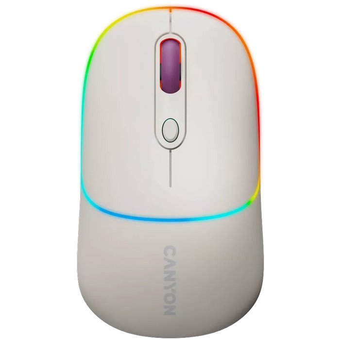 CANYON myš optická bezdrátová MW-22, RGB, 800/1200/1600 dpi, 4 tl, BT+2,4GHz, baterie 650mAh, rice