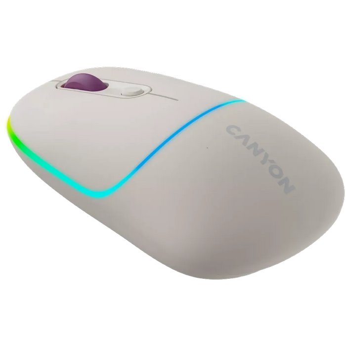 CANYON myš optická bezdrátová MW-22, RGB, 800/1200/1600 dpi, 4 tl, BT+2,4GHz, baterie 650mAh, rice