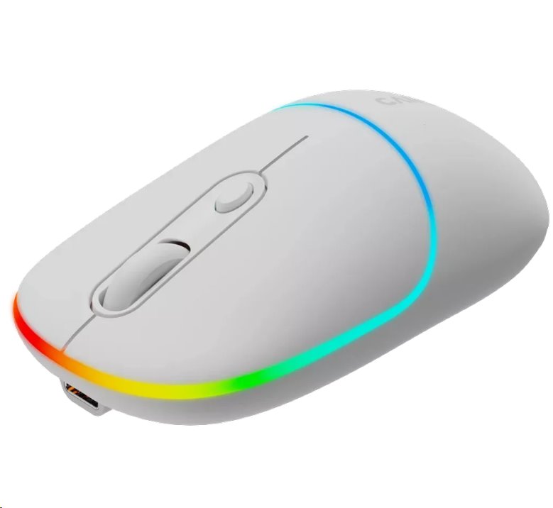CANYON myš optická bezdrátová MW-22, RGB, 800/1200/1600 dpi, 4 tl, BT+2,4GHz, baterie 650mAh, snow white