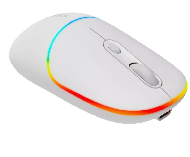 CANYON myš optická bezdrátová MW-22, RGB, 800/1200/1600 dpi, 4 tl, BT+2,4GHz, baterie 650mAh, snow white