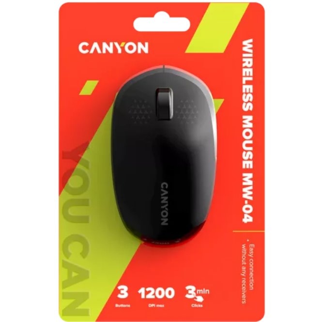 CANYON myš optická bezdrátová MW-4, 1200 dpi,3 tl., Bluetooth, AA baterie, černá