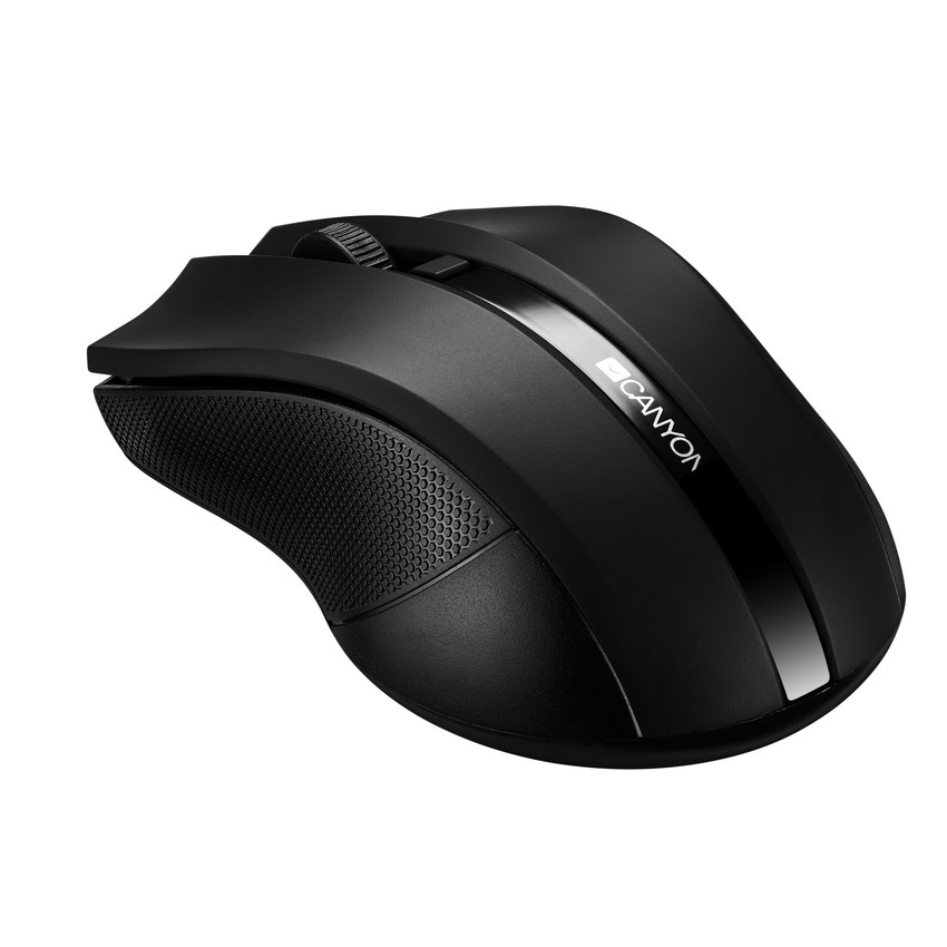 CANYON myš optická bezdrátová MW-5, nastavitelné rozlišení 800/1200/1600 dpi, 4 tl, USB reciever, černá