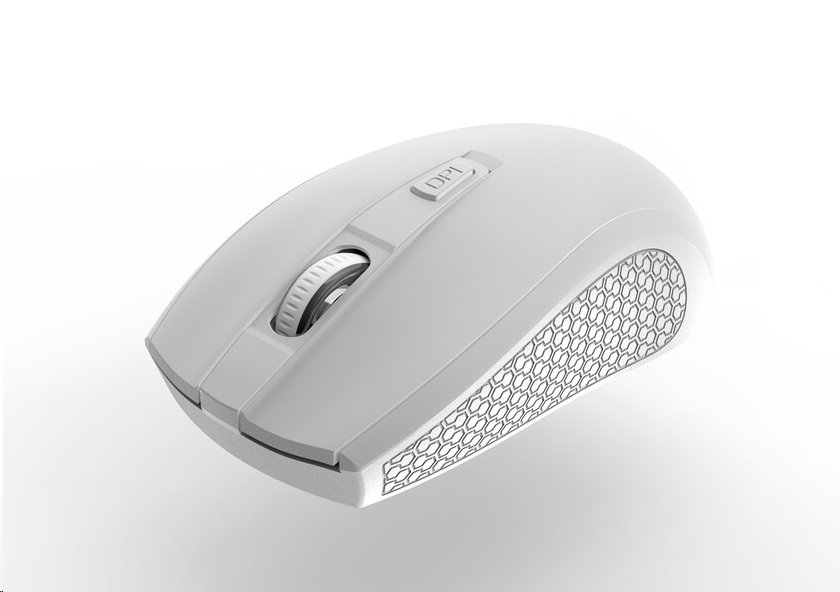 CANYON myš optická bezdrátová MW-7, nastavitelné rozlišení 800/1200/1600 dpi, 4 tl, USB dongle, 1xAA, bílá
