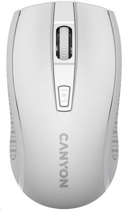 CANYON myš optická bezdrátová MW-7, nastavitelné rozlišení 800/1200/1600 dpi, 4 tl, USB dongle, 1xAA, bílá