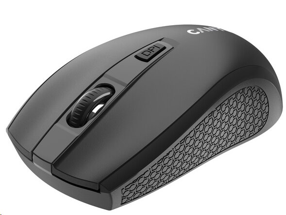 CANYON myš optická bezdrátová MW-7, nastavitelné rozlišení 800/1200/1600 dpi, 4 tl, USB dongle, 1xAA, černá