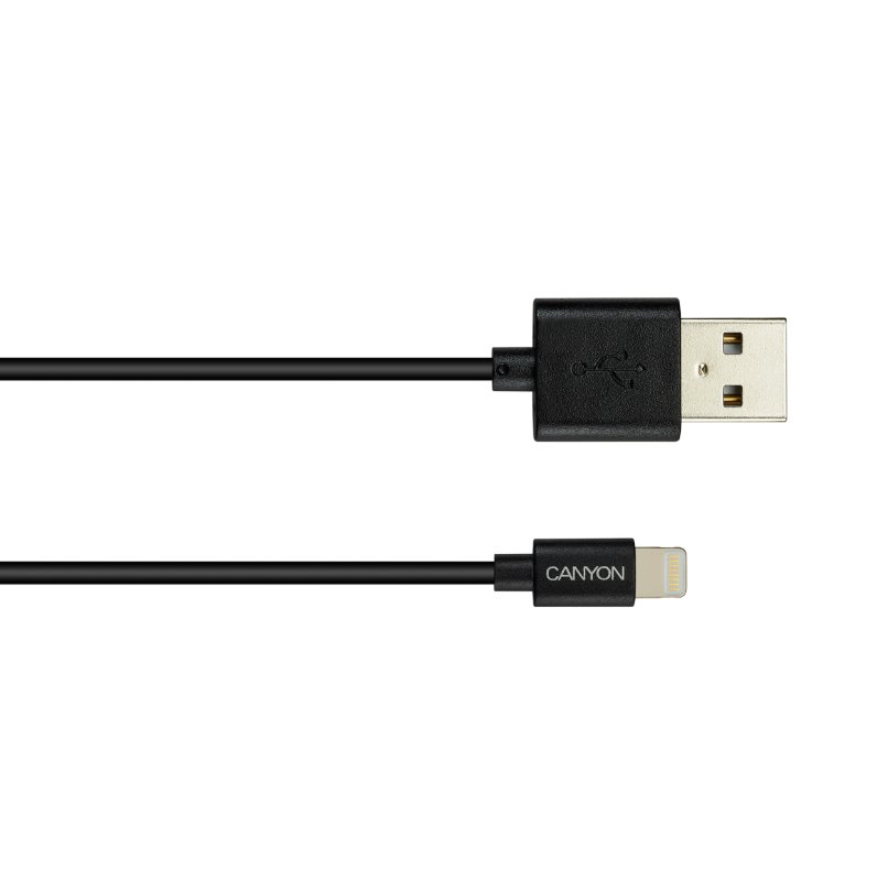 CANYON nabíjecí kabel Lightning MFI-1, kompaktní, Apple certifikát, délka 1m, černá