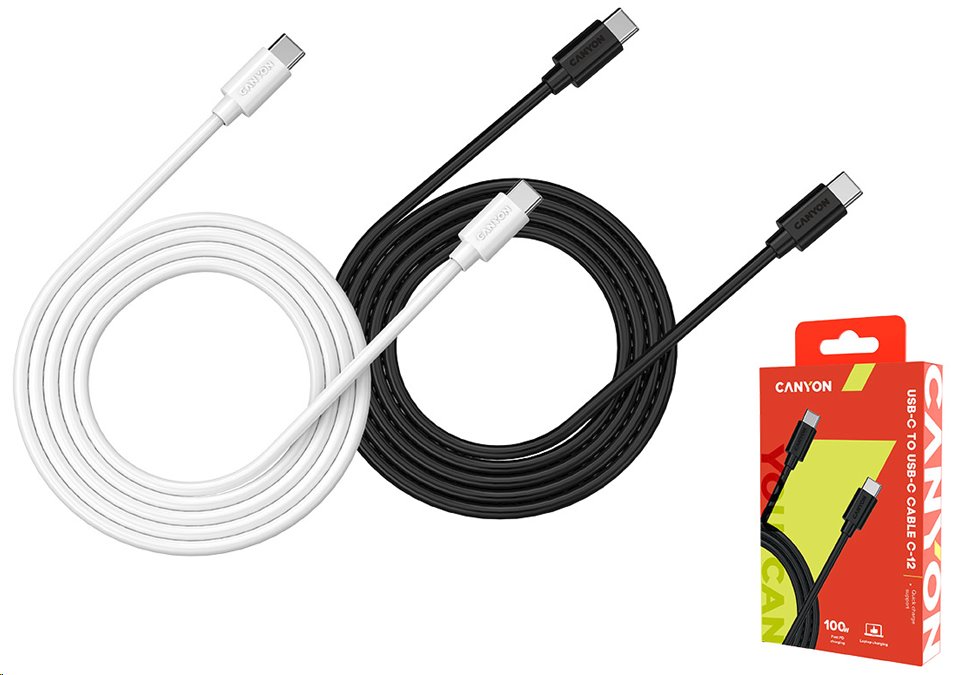CANYON nabíjecí kabel Lightning MFI-3, opletený, Apple certifikát, délka 1m, perleťově bílá