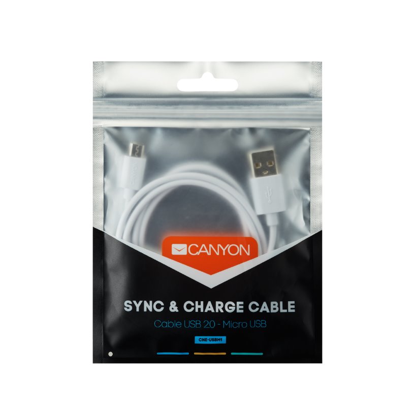 CANYON Nabíjecí kabel Micro USB - USB 2.0, bílá