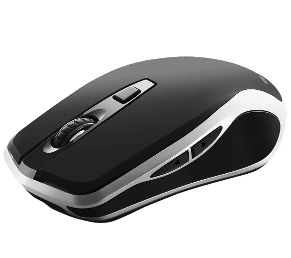 CANYON optická silent myš s bezdrátovým nabíjením, senzor Pixart, rozlišení 800/1200/1600DPI, 6 tlačítek, černo-stříbrná