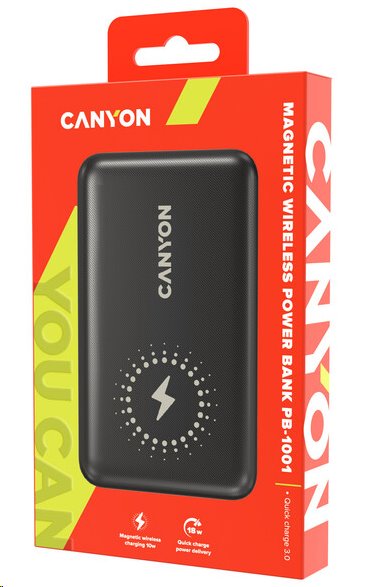 CANYON Power Bank PB-1001B PD&QC3.0,10 000mAh,černá