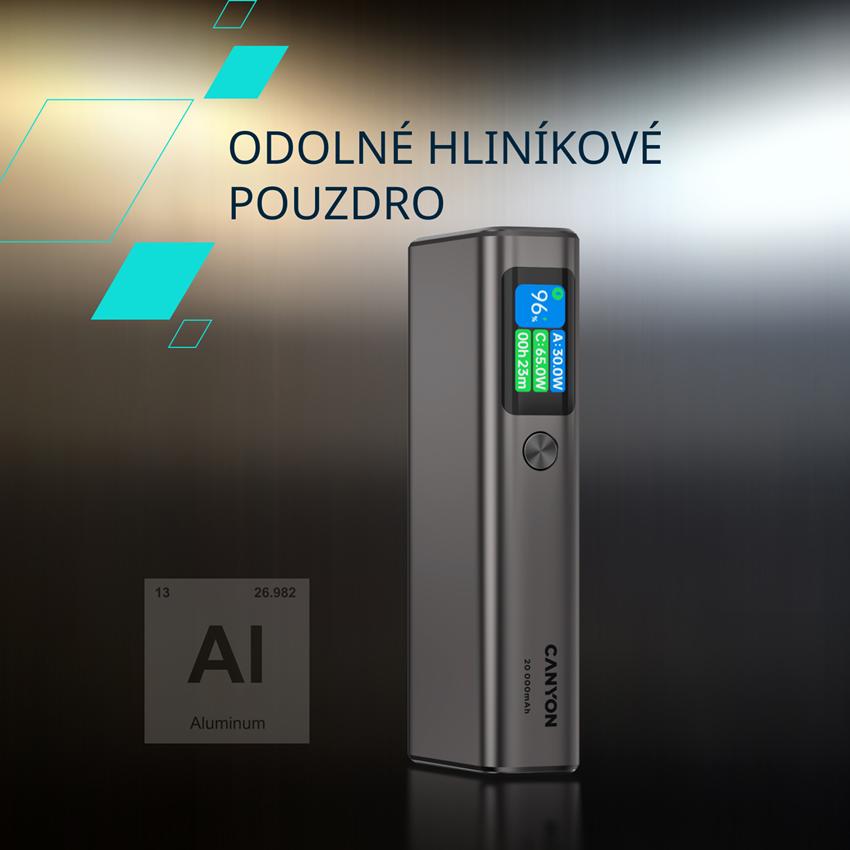 CANYON Power Bank PB-230, 20000mAh PD130W TFT display