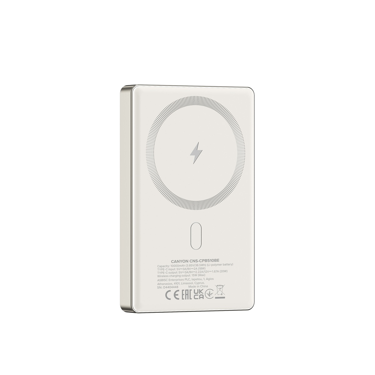 CANYON Power Bank PB-510, 10000 mAh Sim Magsafe wireless power bank, PD 20W,