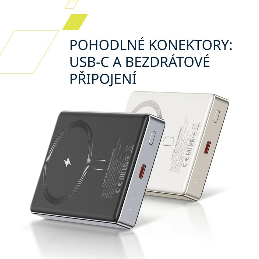 CANYON Power Bank PB-510, 10000 mAh Sim Magsafe wireless power bank, PD 20W,