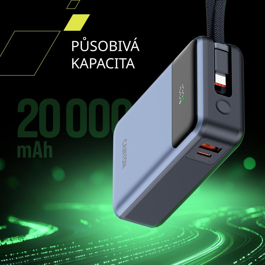 CANYON Power Bank PB-600, 20000mAh PD65W, dark grey
