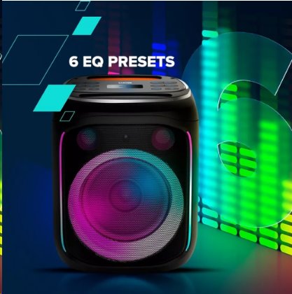 CANYON přenosný párty reproduktor OnFun 5, 40W, RGB, BT5, USB-A, microSD, AUX, 6,3mm jack, režim TWS, černý