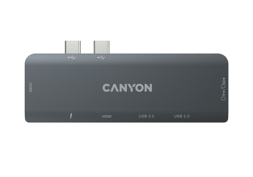 CANYON replikátor portů DS-5B, 7v1, pro Apple Mackbook s Thunderbolt 3 (USB-C 100W)