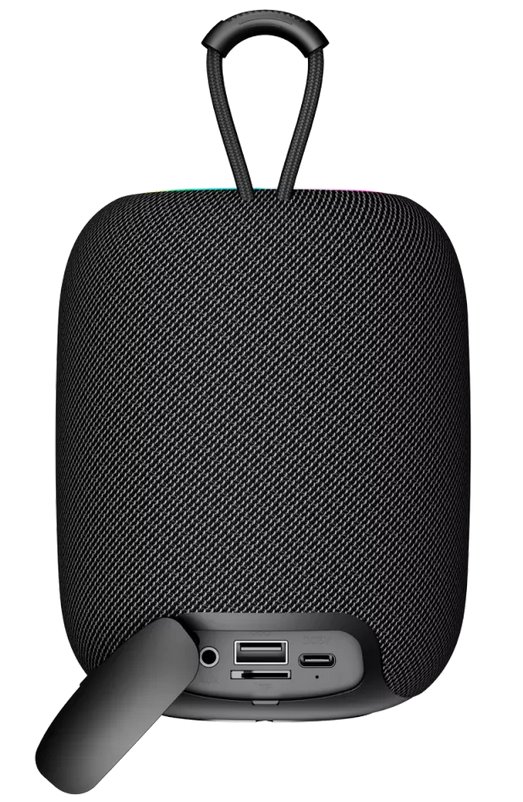 CANYON reproduktor BSP-8, RGB, BT V5.2, BLUETRUM AB5362B, 1x10W, USB-C, USB-A, microSD, AUX, černá