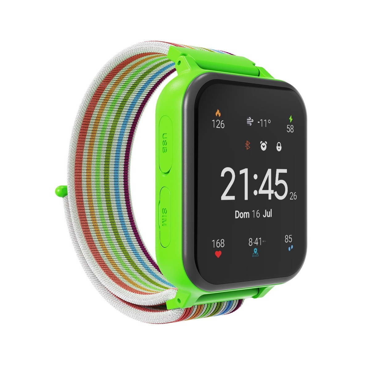 CANYON smart hodinky Alfie KW-37 GREEN, 1,69" IPS, IP66, Nano-SIM, obousměrné volání, 16 her, 512MB, MP3 Study&Game