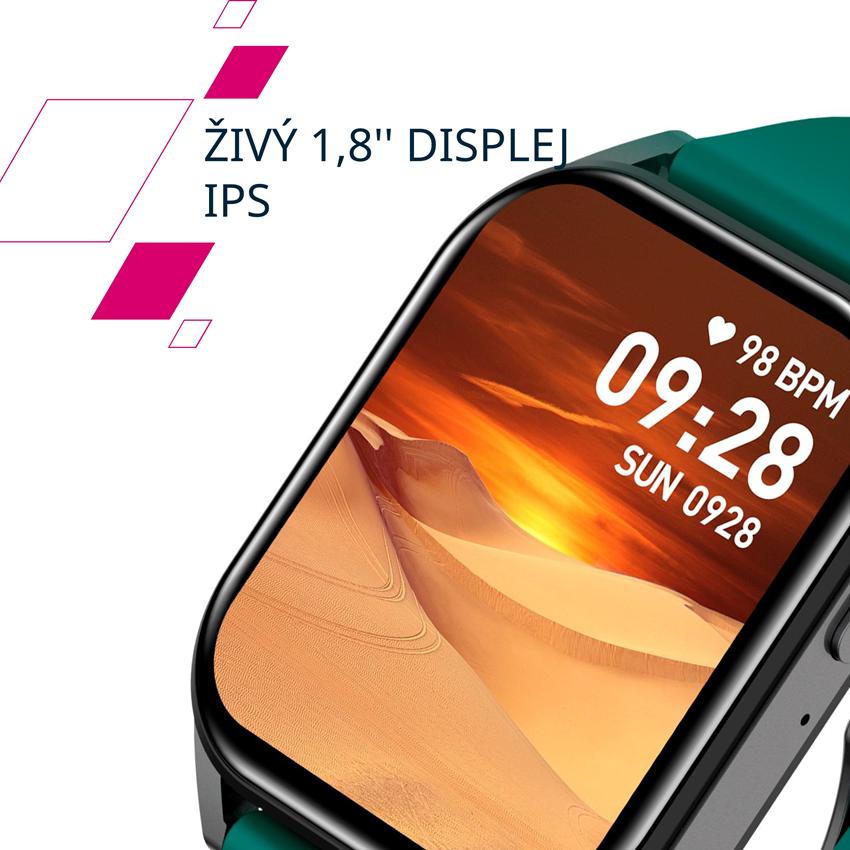 CANYON smart hodinky Chatter SW-58 GREEN, 1,8" IPS, BT volání, hlasový asistent s AI, 123 sport. režimů, IP67