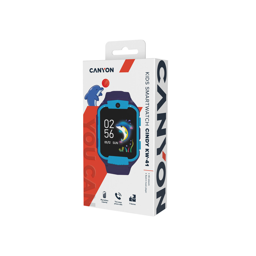 CANYON smart hodinky Cindy KW-41 BLUE, 1,69" GSM LTE, nanoSIM, 512MB, kamera