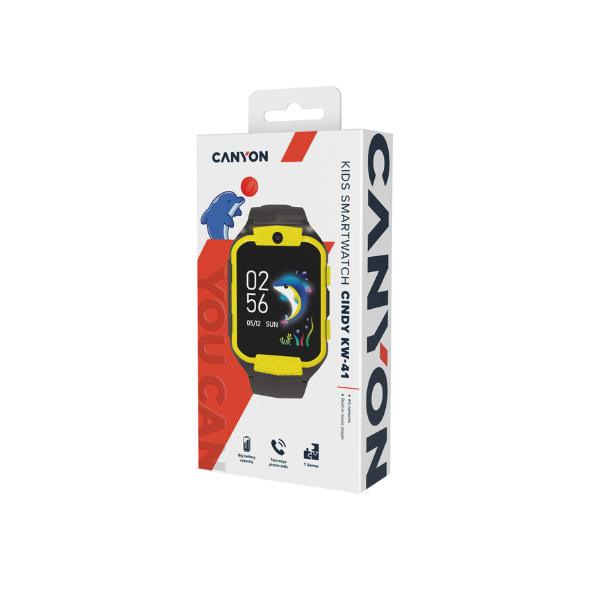 CANYON smart hodinky Cindy KW-41 YELLOW, 1,69" GSM LTE, nanoSIM, 512MB, kamera