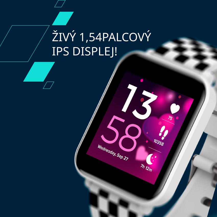 CANYON smart hodinky Joyce KW-43 WHITE, 1,54" IPS, 512MB paměť, IP67, 25 sport.režimů, 3 hry, MUSIC