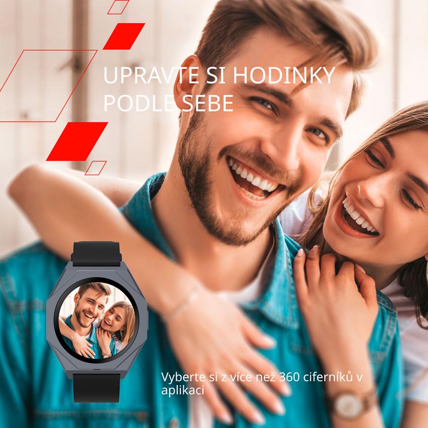 CANYON smart hodinky Otto SW-86, 1,3" LTPS, SpO2, HR, krevní tlak, 25 multi-sport, black