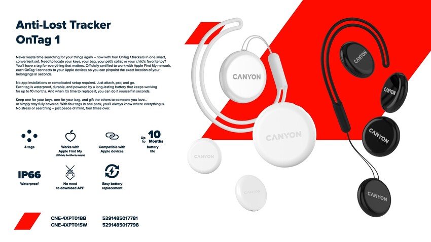 CANYON smart tag ONTAG 1 iOS 4 ks Sada, White