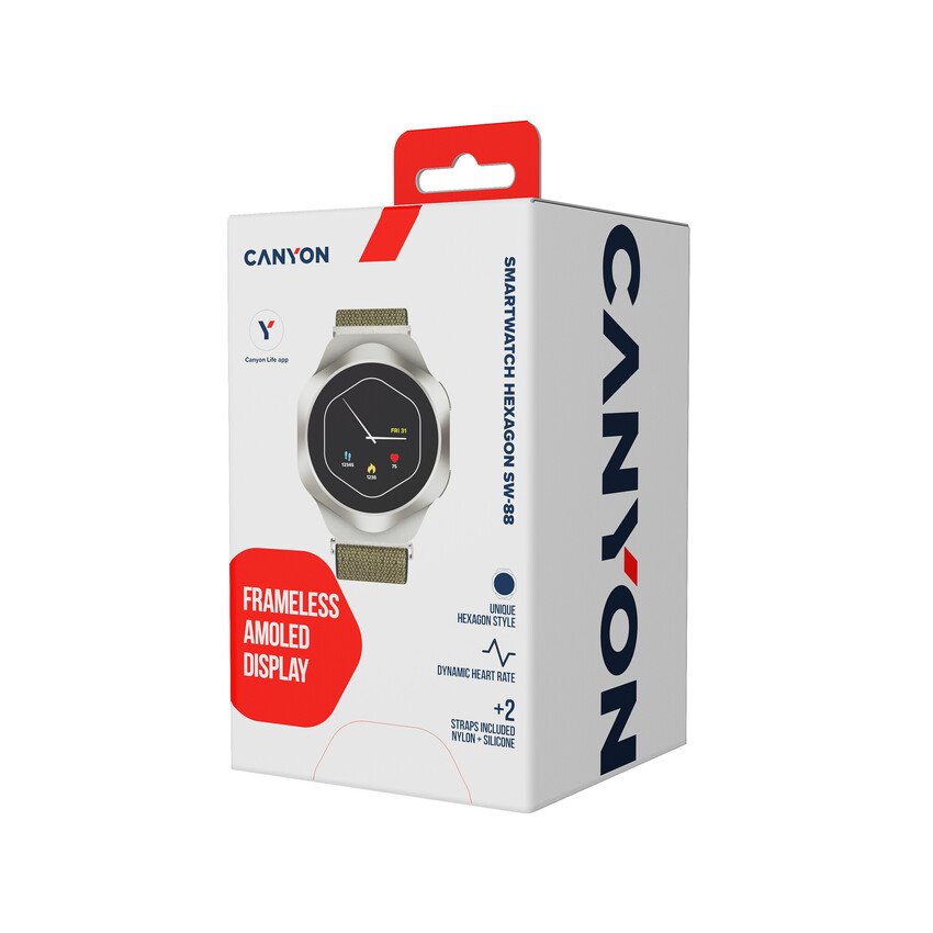 CANYON Smart Watch Hexagon 88 BT-CALL Silver