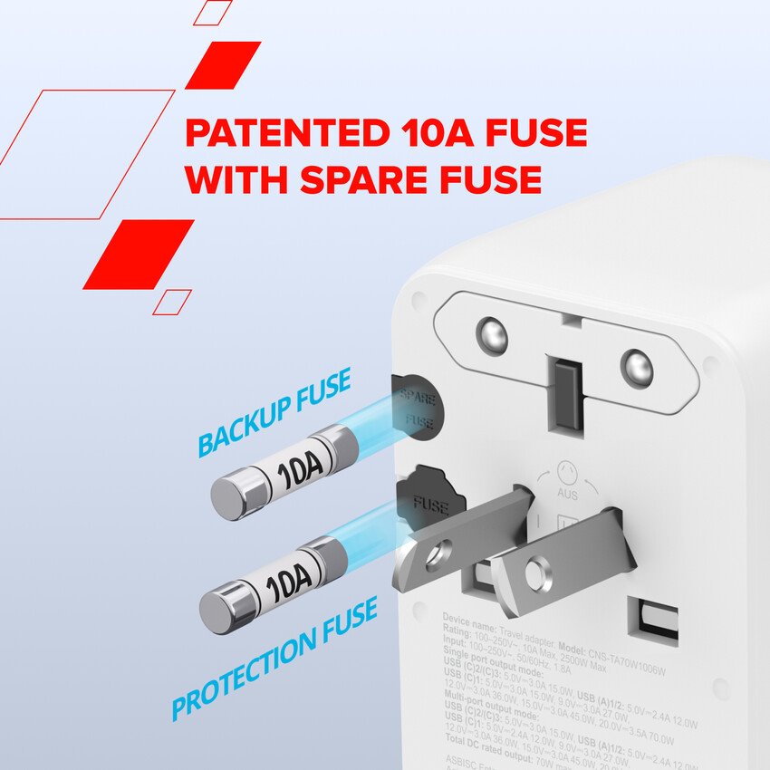 CANYON Travel Adapter OnTour 20 EU/UK/US/AUS 70W White