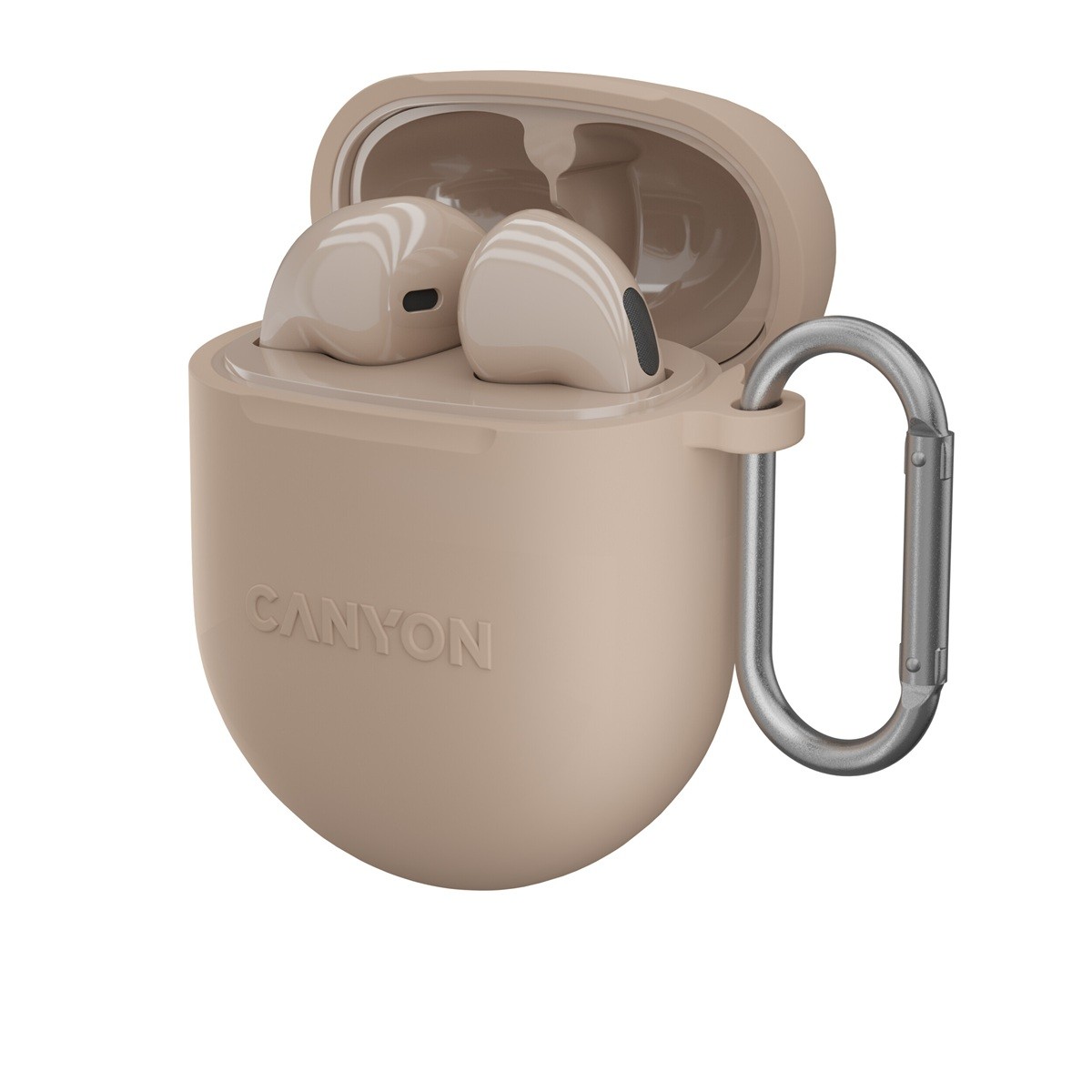 CANYON TWS-6 BT sluchátka s mikrofonem, BT V5.3 JL 6976D4, pouzdro 400mAh+30mAh až 21h, béžová