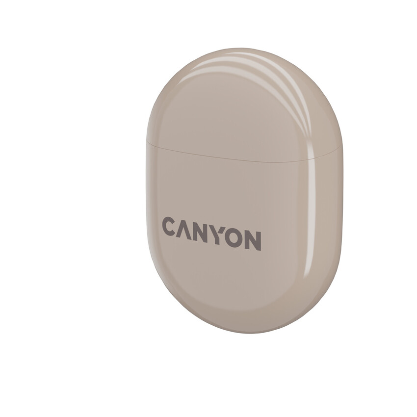 CANYON TWS-6 BT sluchátka s mikrofonem, BT V5.3 JL 6976D4, pouzdro 400mAh+30mAh až 21h, béžová