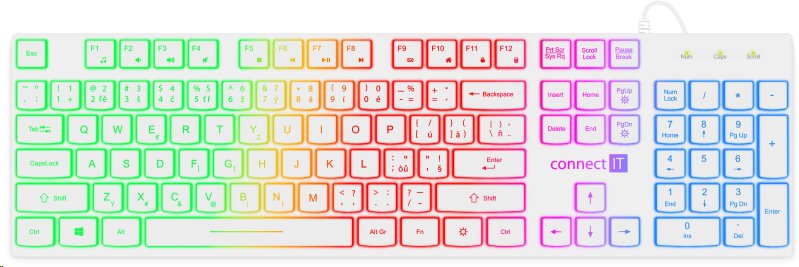 CONNECT IT Chocolate RNBW kancelářská podsvícená klávesnice (CZ + SK verze) WHITE