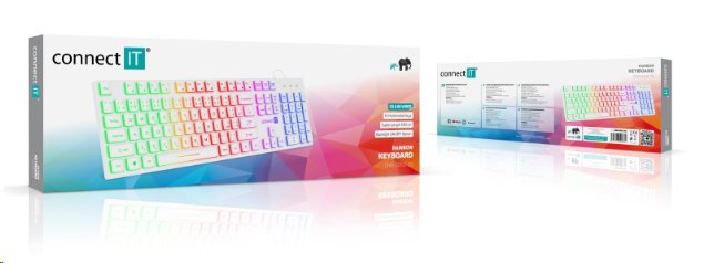 CONNECT IT Chocolate RNBW kancelářská podsvícená klávesnice (CZ + SK verze) WHITE