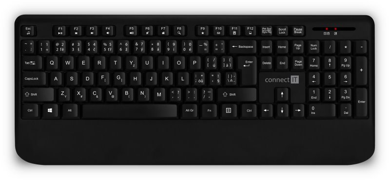 CONNECT IT Combo bezdrátová černá klávesnice + myš, (+1x AAA +1x AA baterie zdarma), CZ + SK layout