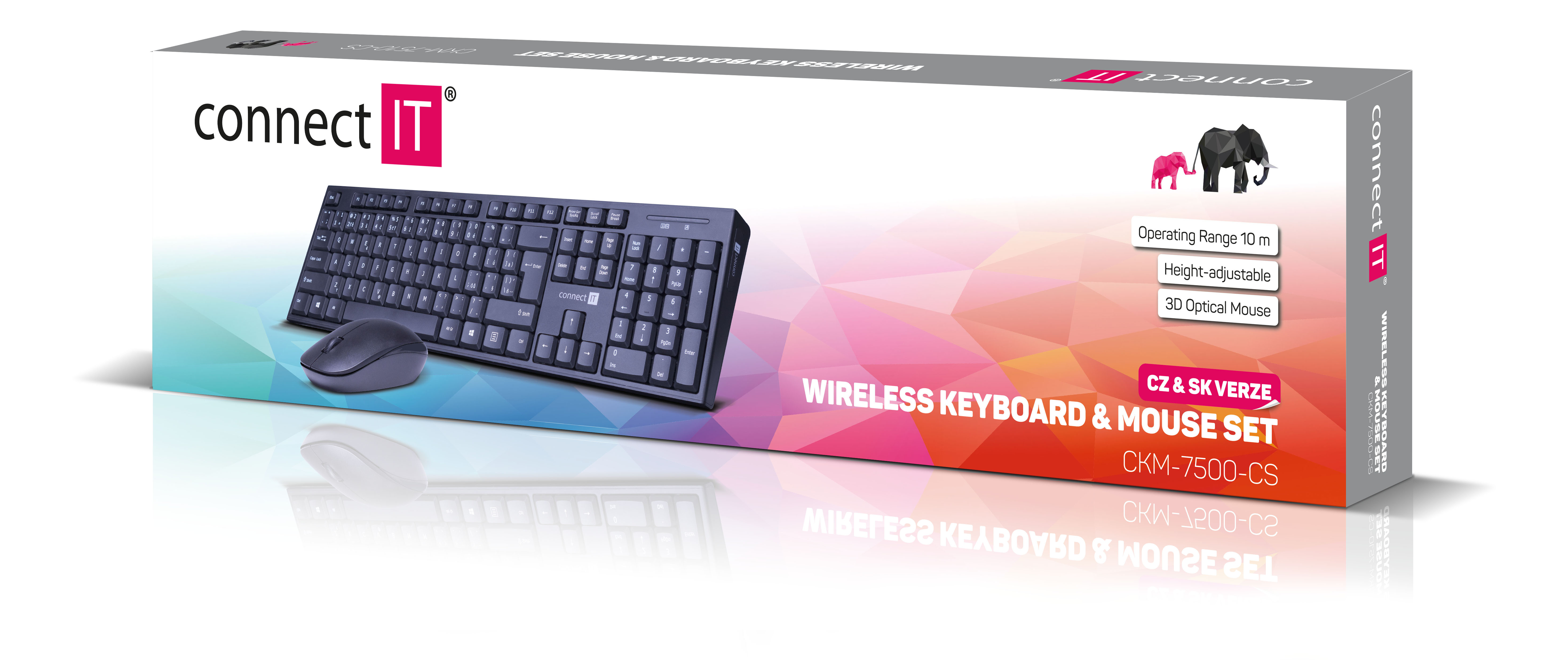 CONNECT IT Combo bezdrátová černá klávesnice + myš, (+1x AAA +1x AA baterie zdarma), CZ + SK layout