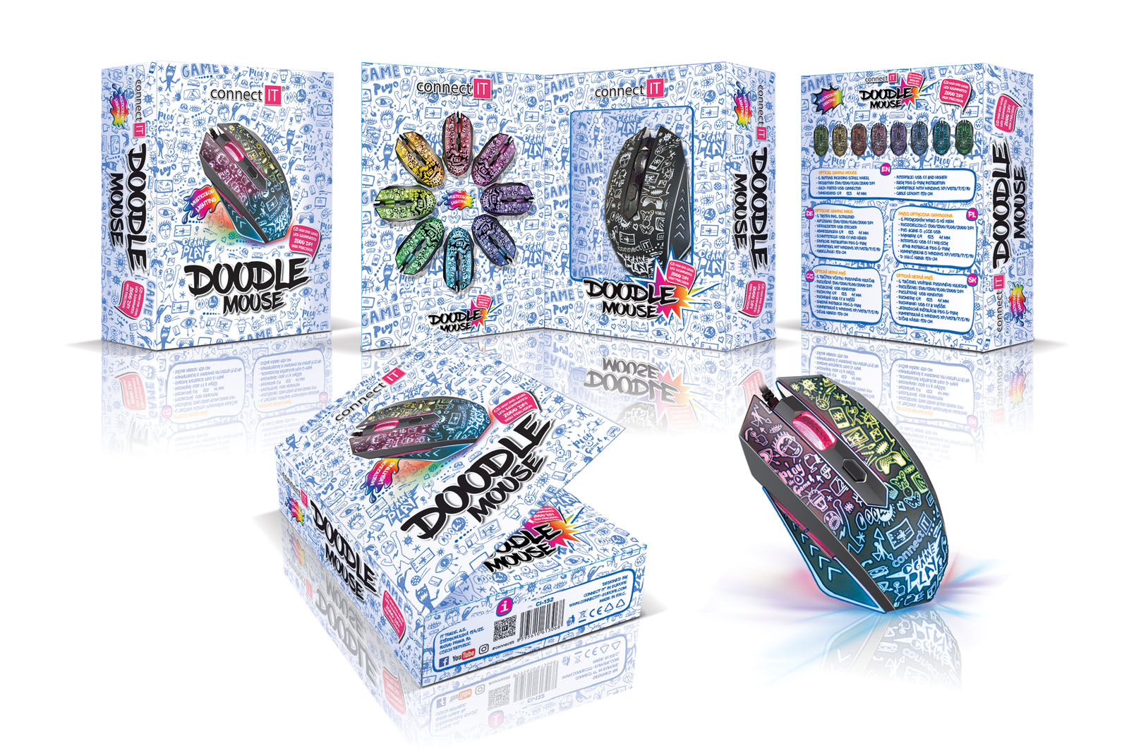 CONNECT IT DOODLE herní myš, ČERNÁ