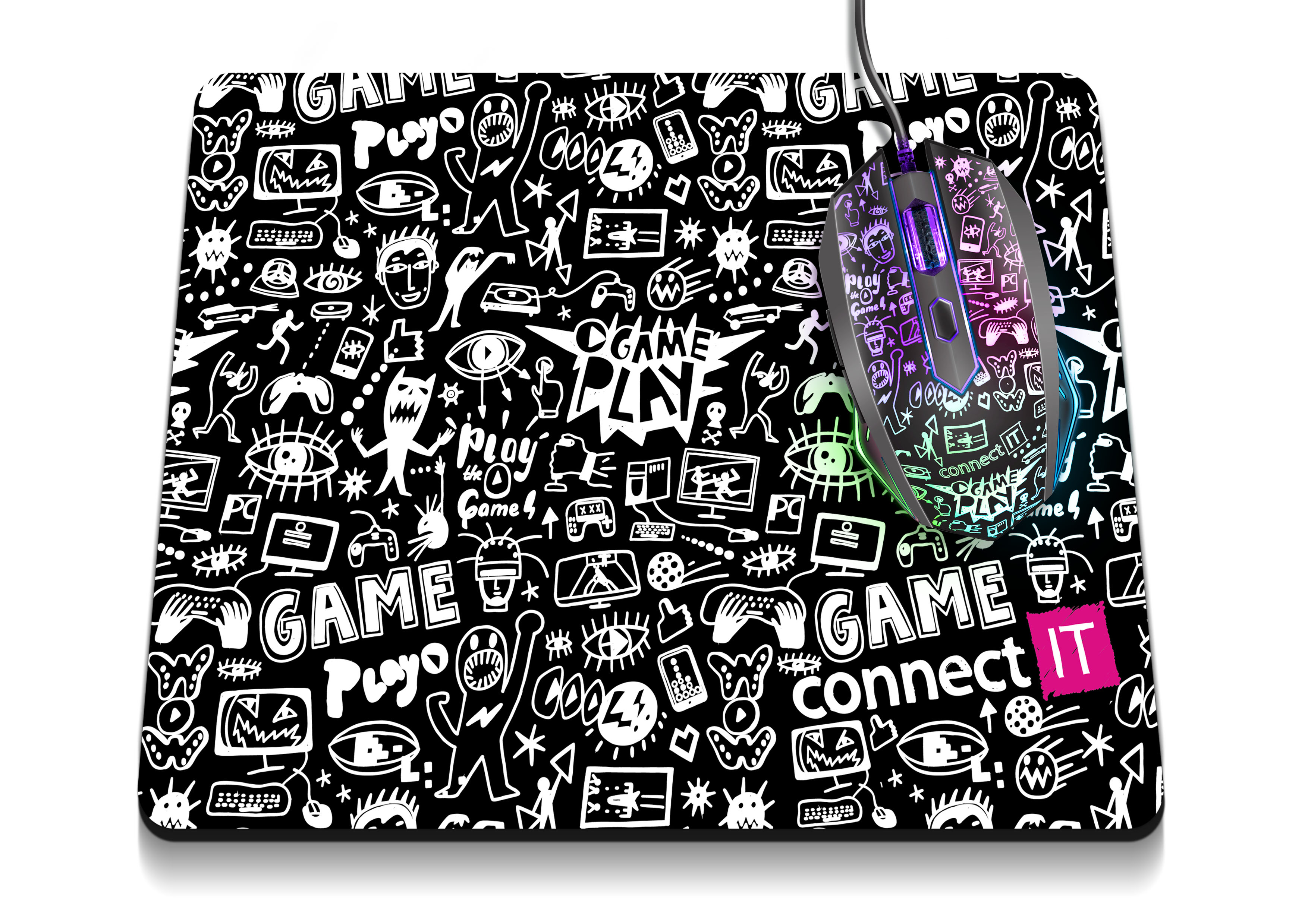 CONNECT IT DOODLE podložka pod myš, vel. S (320 × 245 mm)