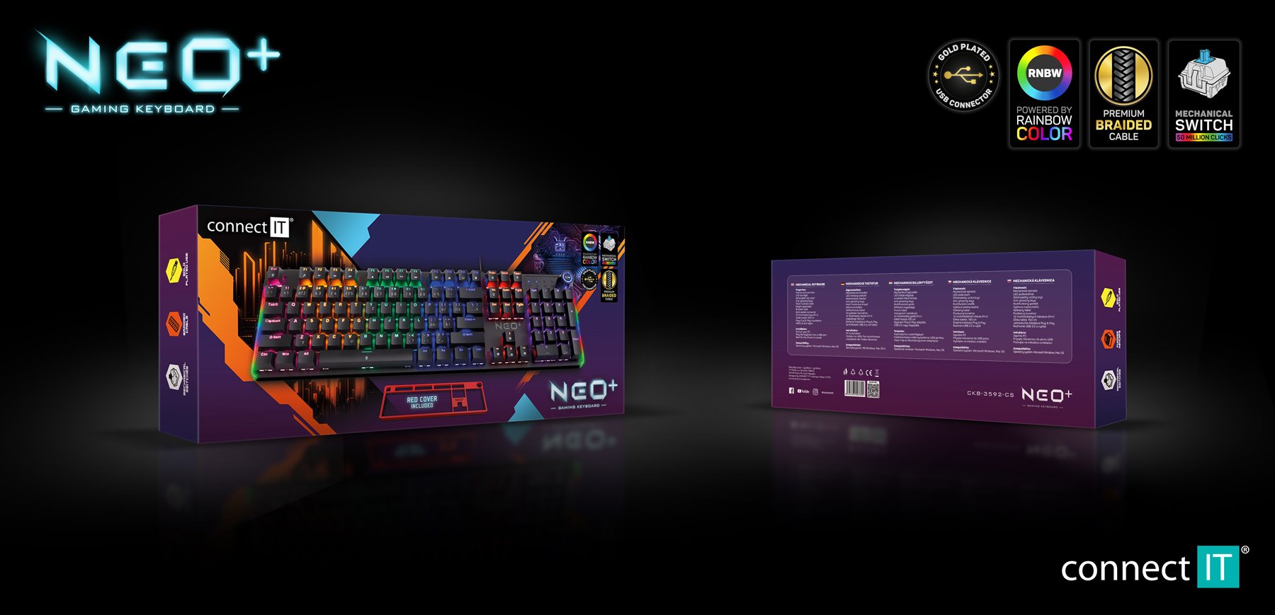 CONNECT IT Mechanická klávesnice NEO2 + CZ + SK layout Černo-Červená