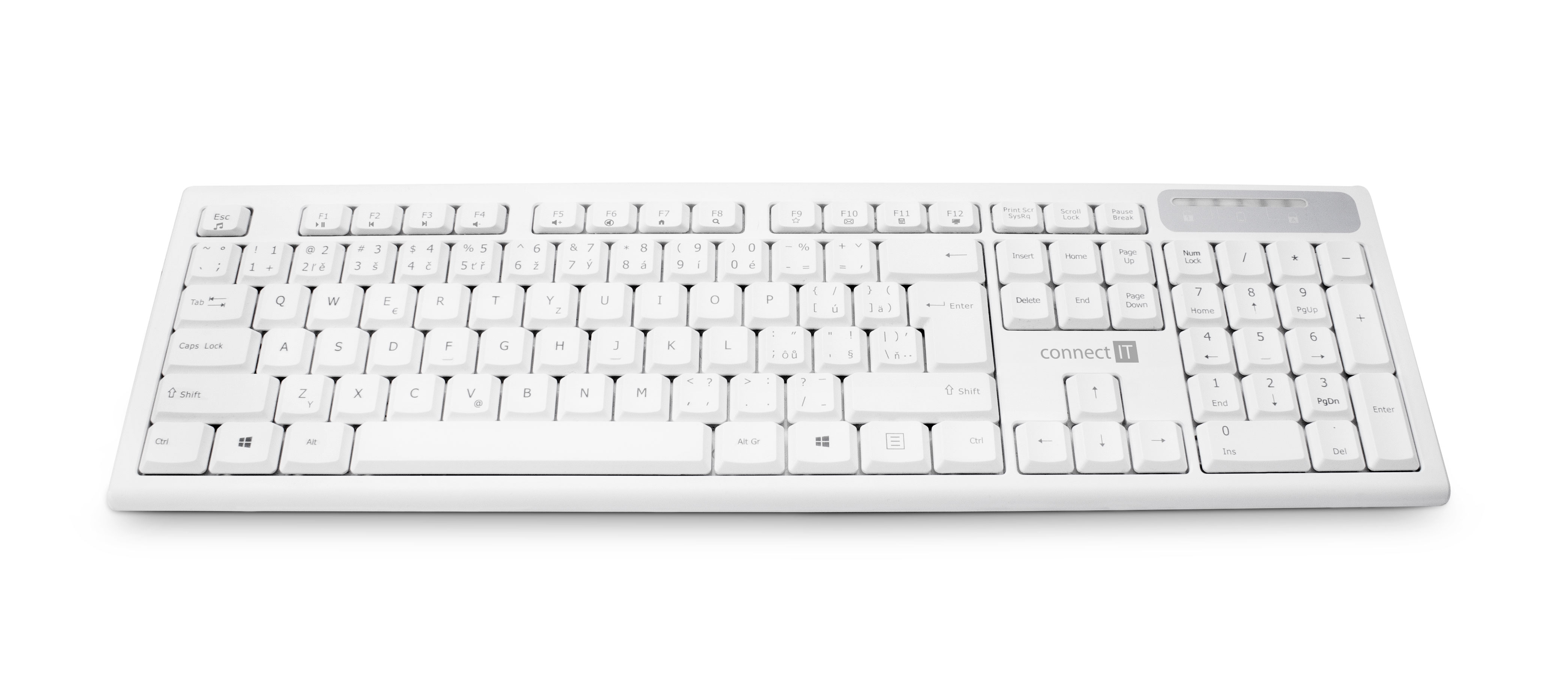 CONNECT IT Multimediální bezdrátová klávesnice, (+2x AAA baterie zdarma), CZ + SK verze, bílá