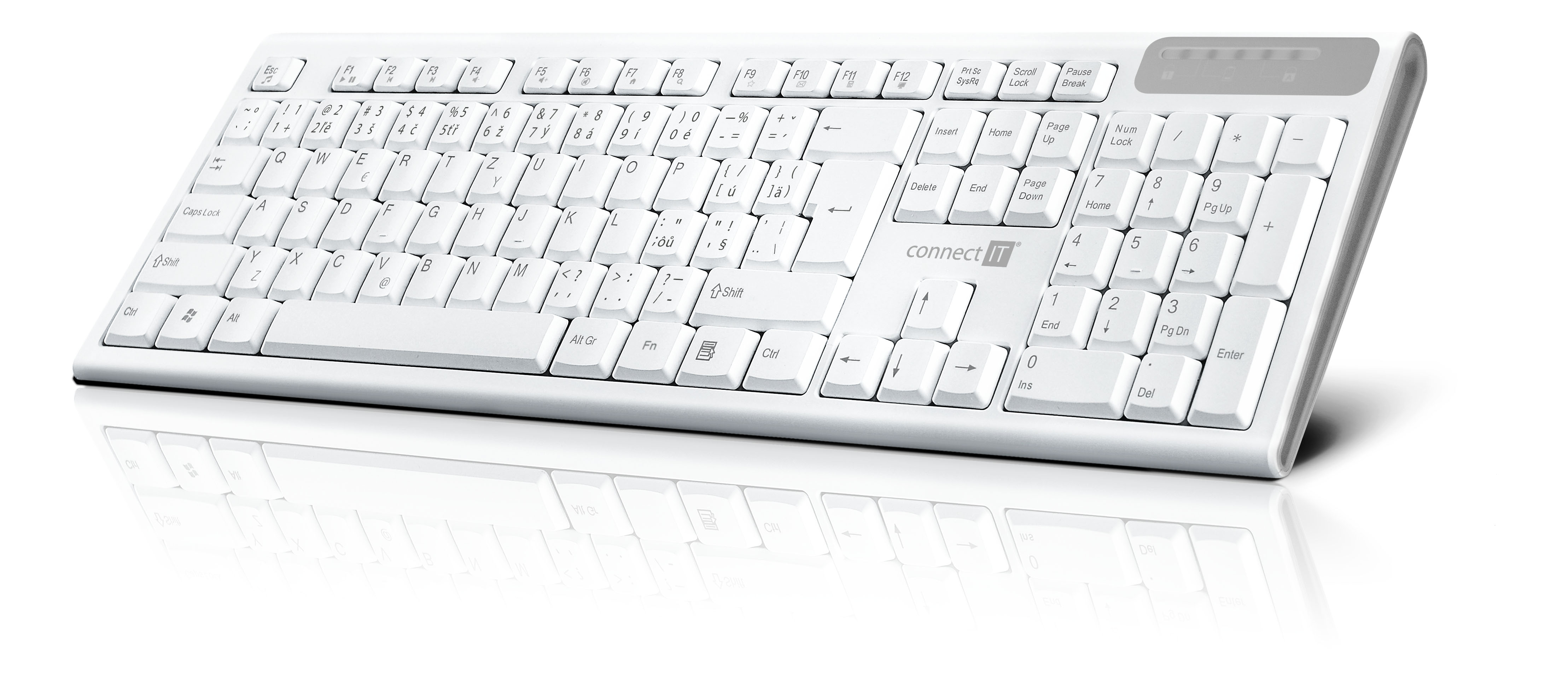 CONNECT IT Multimediální bezdrátová klávesnice, (+2x AAA baterie zdarma), CZ + SK verze, bílá