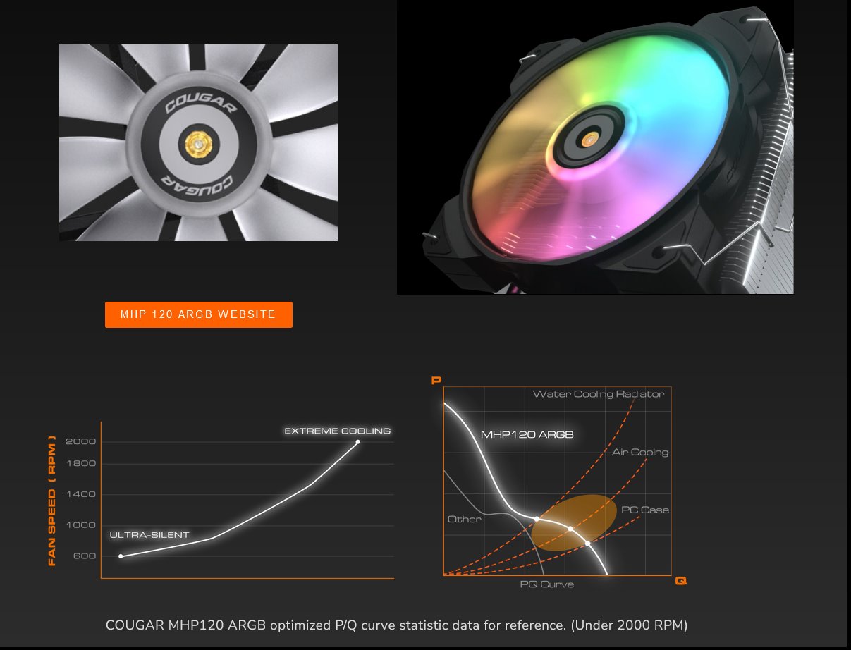 COUGAR chlazení FORZA 50 ARGB CPU Air Cooling 50x135x155mm ZIPPER FIN HDB