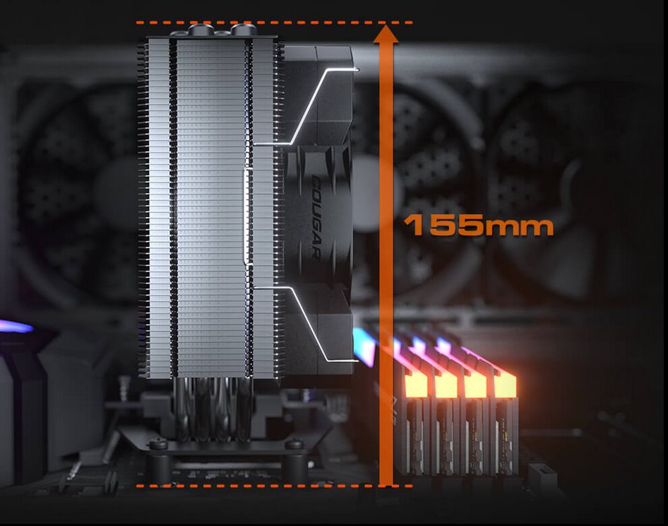 COUGAR chlazení FORZA 50 ARGB CPU Air Cooling 50x135x155mm ZIPPER FIN HDB