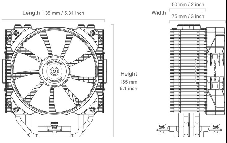 COUGAR chlazení FORZA 50 ARGB CPU Air Cooling 50x135x155mm ZIPPER FIN HDB