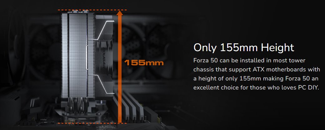 COUGAR chlazení FORZA 50 CPU Air Cooling 50x135x155mm HDB