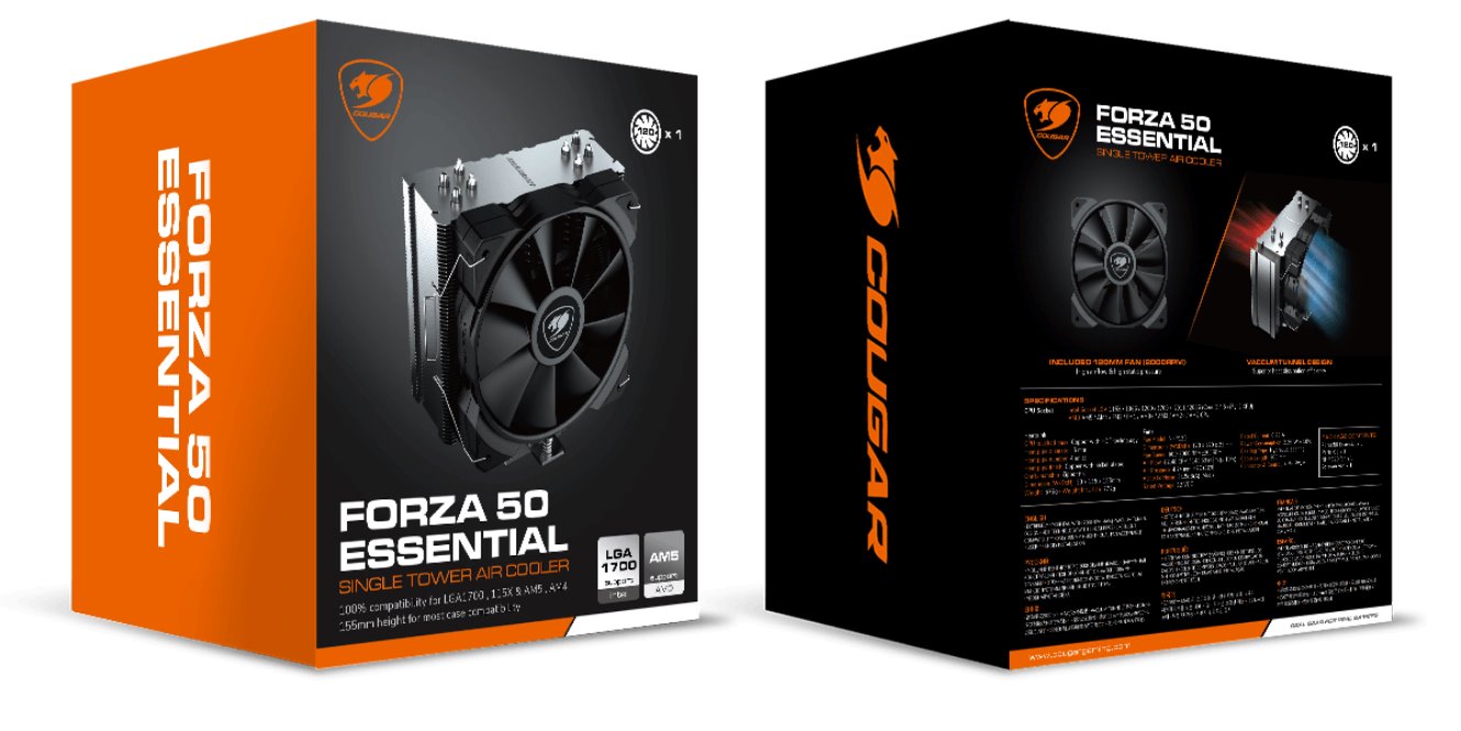 COUGAR chlazení FORZA 50 essential CPU Air Cooling 50x135x155mm HDB