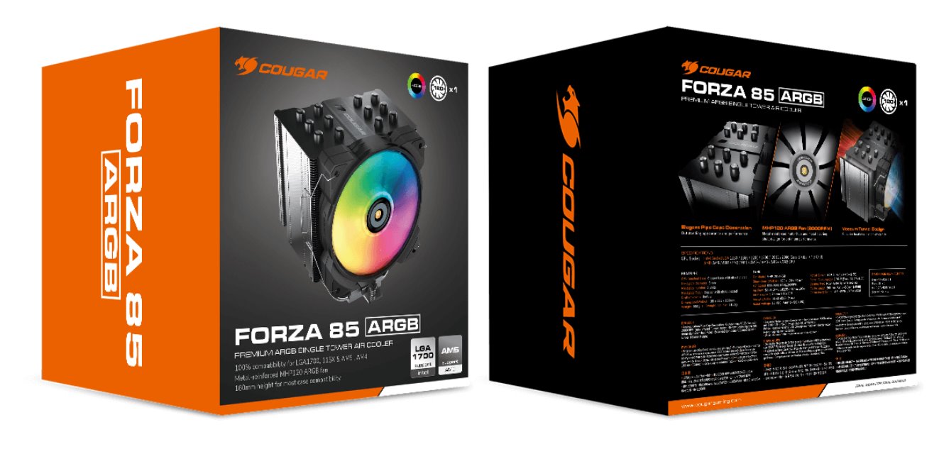 COUGAR chlazení FORZA 85 ARGB CPU Air Cooling 85x135x155mm ZIPPER FIN HDB
